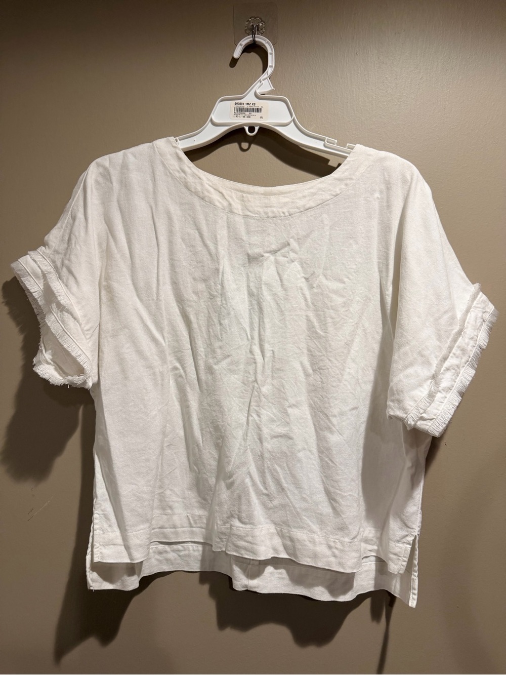 Anne Klein White Short Sleeve Linen-Blend Tee